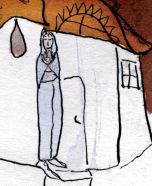 Tropfen (Ausschnitt Haus mit Frau und Tropfen) - Andrea Dubiel